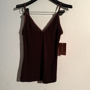 Kokoon Spaghetti Strap Top Medium Chocolate Brown Deep V Cami Boho Goblin‎ NWT